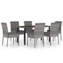 Voir la diapositive 2 : VIDAXL Ensemble a manger de jardin 7 pcs Resine tressee Gris