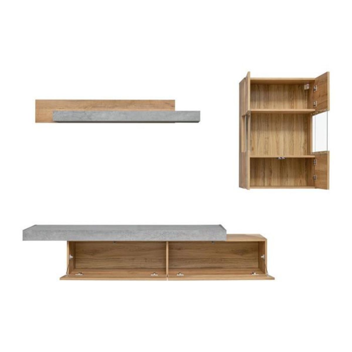 Paris Prix Ensemble Meuble TV  Concret  230cm Naturel & Gris