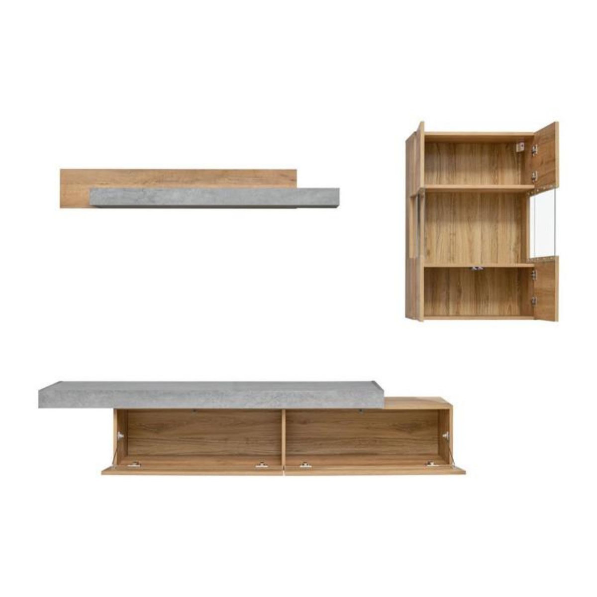 Paris Prix Ensemble Meuble TV  Concret  230cm Naturel & Gris