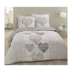 VISION VISION Parure de couette Alice - 100% coton - 1 housse de couette 220 x 240 cm + 2 taies d'oreiller 65 x 65 cm - Beige et blanc