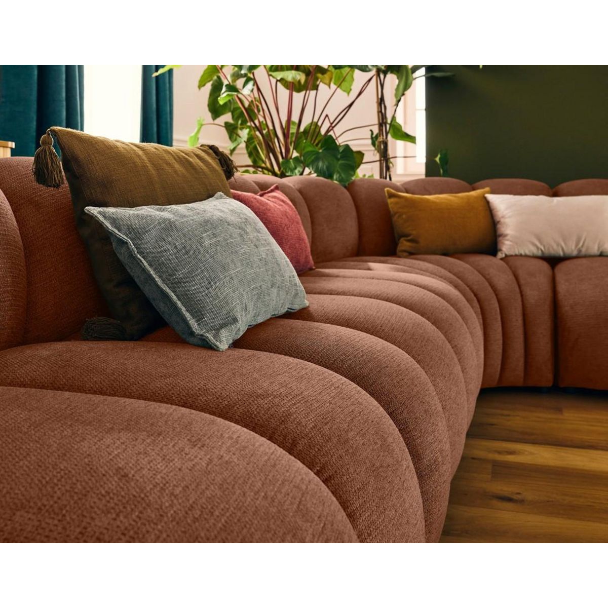 LISA DESIGN Debbie - canapé modulable d'angle gauche 5 places en tissu texturé