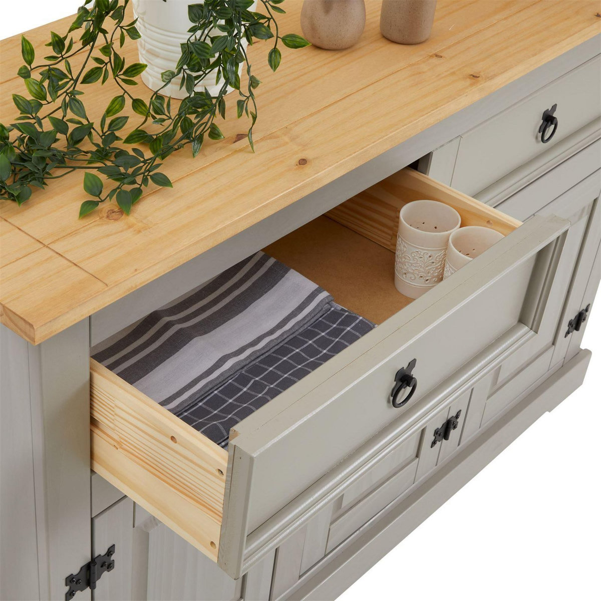 IDIMEX Buffet en pin TEQUILA, 2 tiroirs et 3 portes, en pin massif