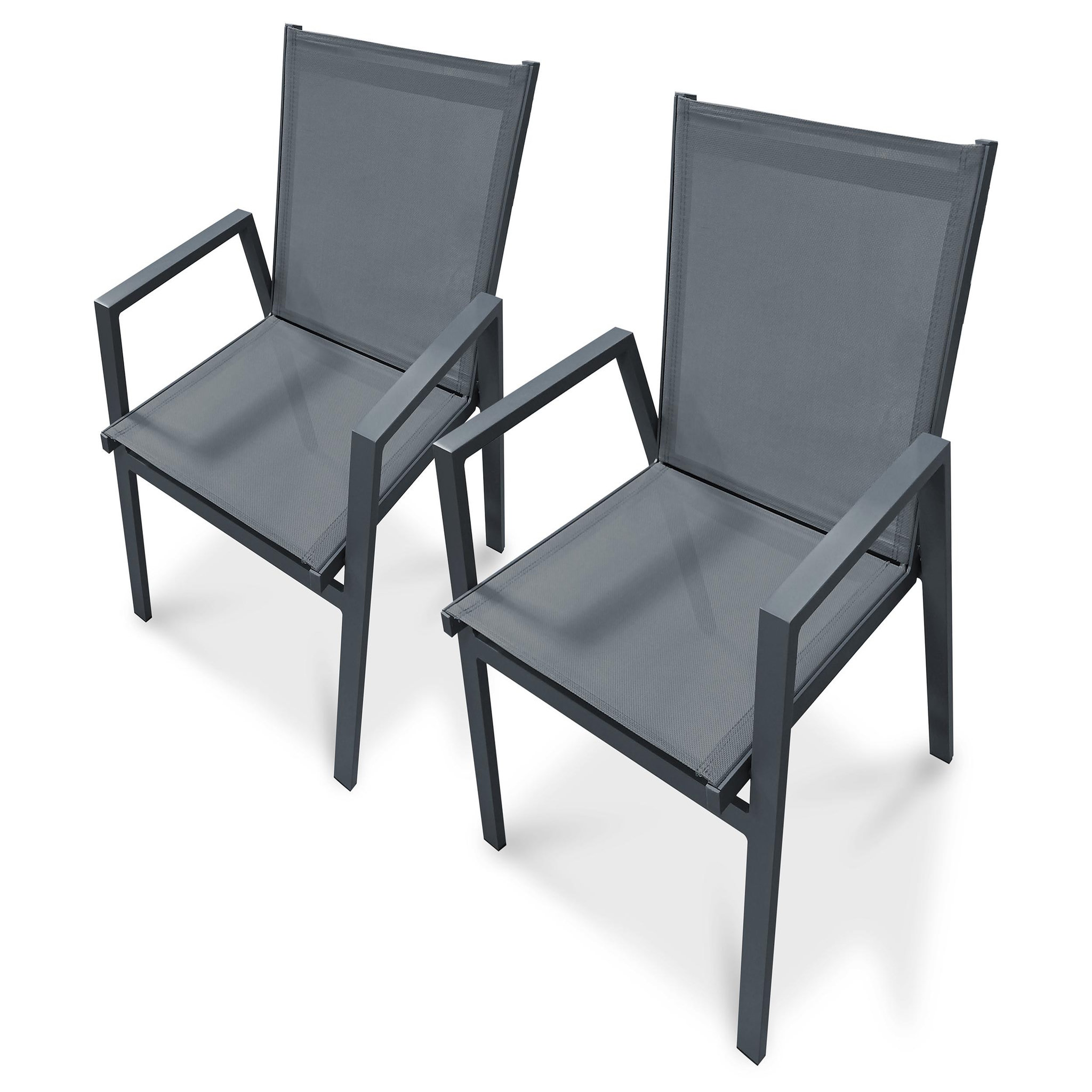 Voir la diapositive 1 : DCB GARDEN Lot de 2 fauteuils de jardin empilables en aluminium