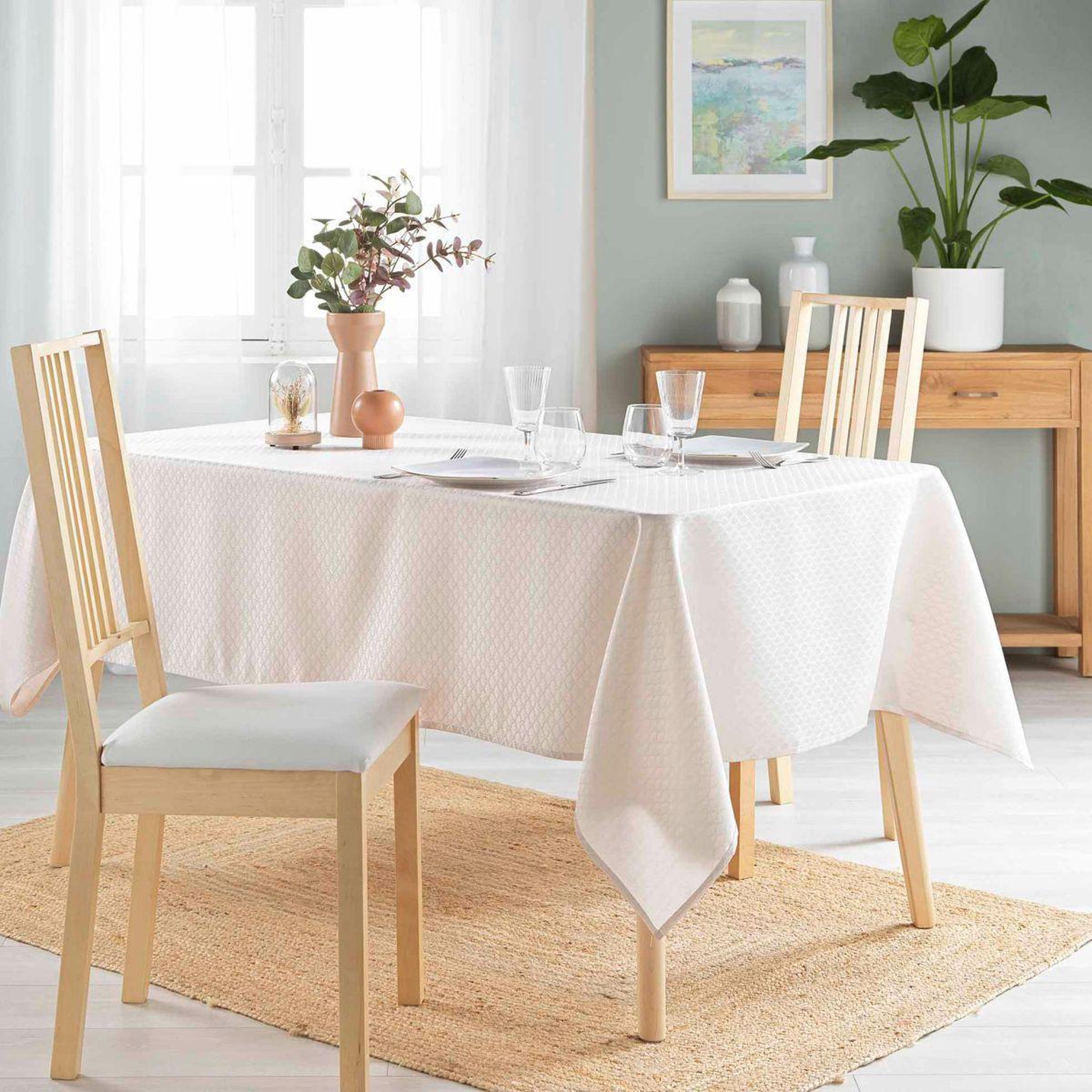 Voir la diapositive 4 : Douceur d'Intérieur Nappe jacquard imprimé  artea  140x240cm naturel