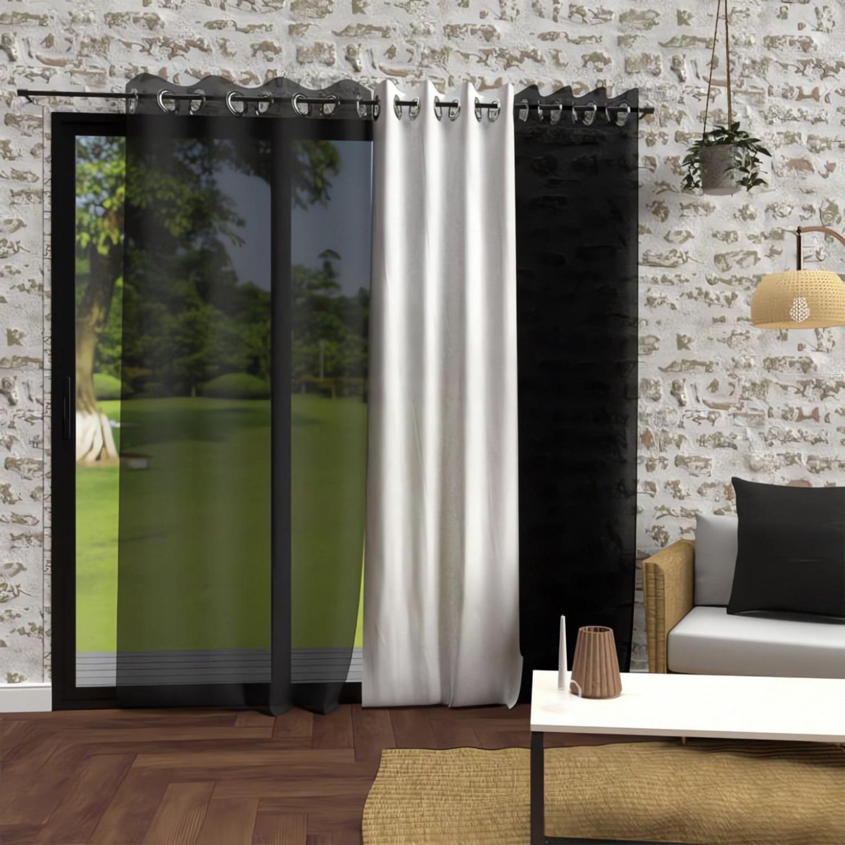 SOLEIL D'OCRE Voile à oeillets effet froissé 135x250 cm BOHEME, par Soleil d'Ocre