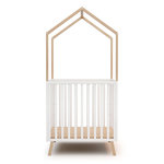 AT4 Parc bébé évolutif cabane avec toit CONFORT en bois 100 x 100 cm. Coloris disponibles : Bicolore, Beige
