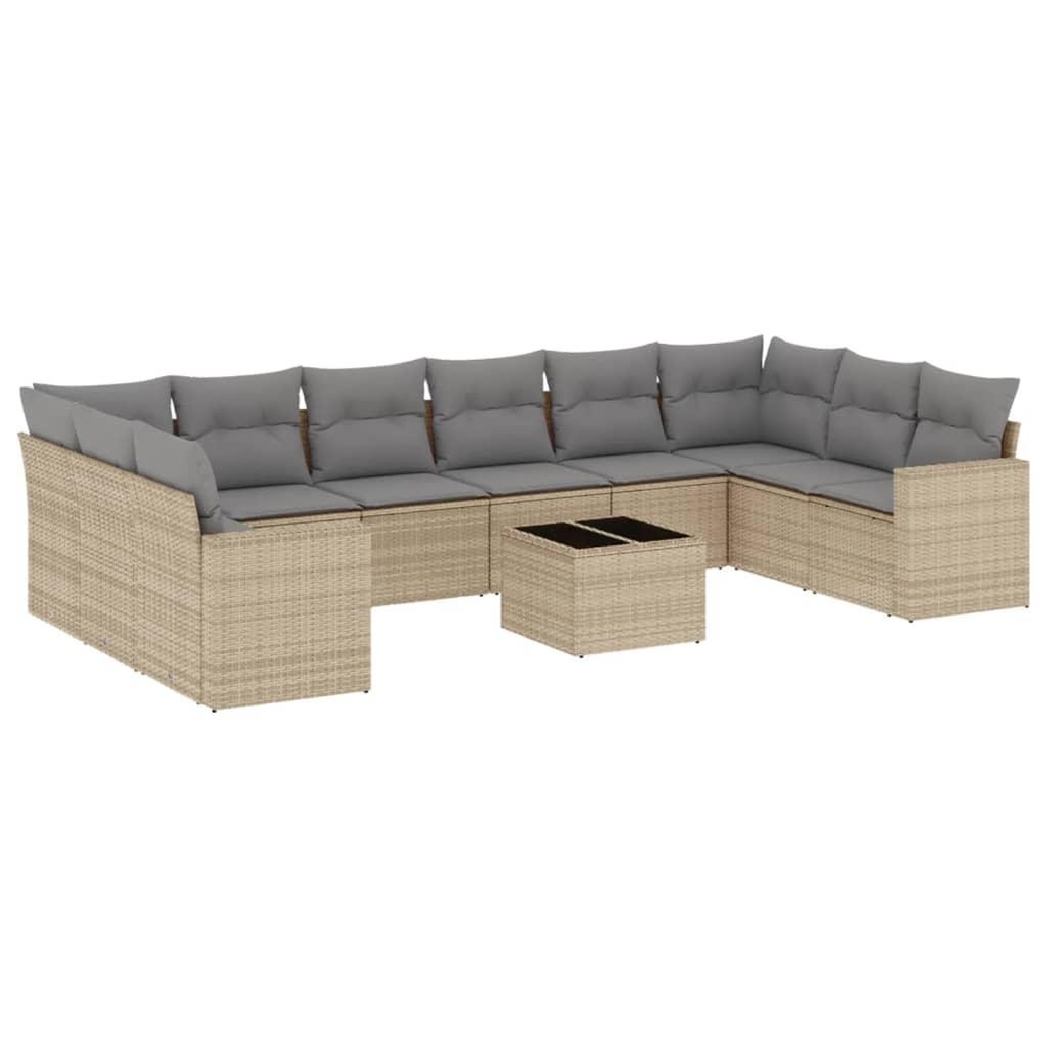 Voir la diapositive 2 : VIDAXL Salon de jardin 11 pcs avec coussins beige resine tressee