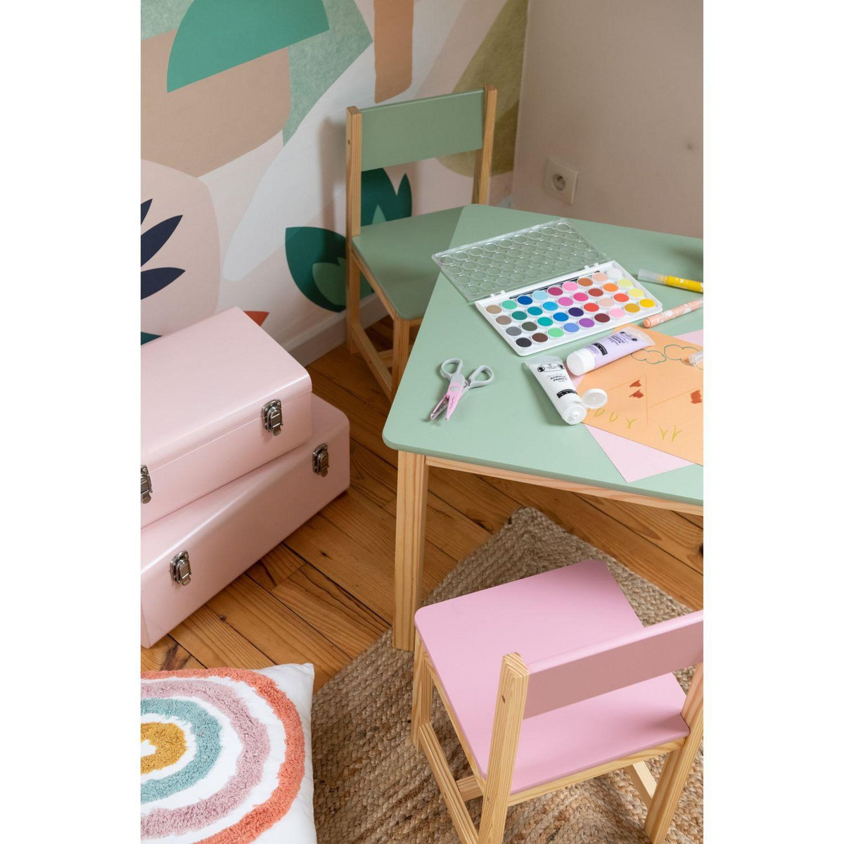 ATMOSPHERA Coussin enfant Arc-en-ciel tufté - 38 x 38 cm - Multicolore