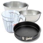 ZENKER Set pâtisserie avec moule à manqué 24 cm, 2 bols à mixer, verre mesureur et spatule Zenker