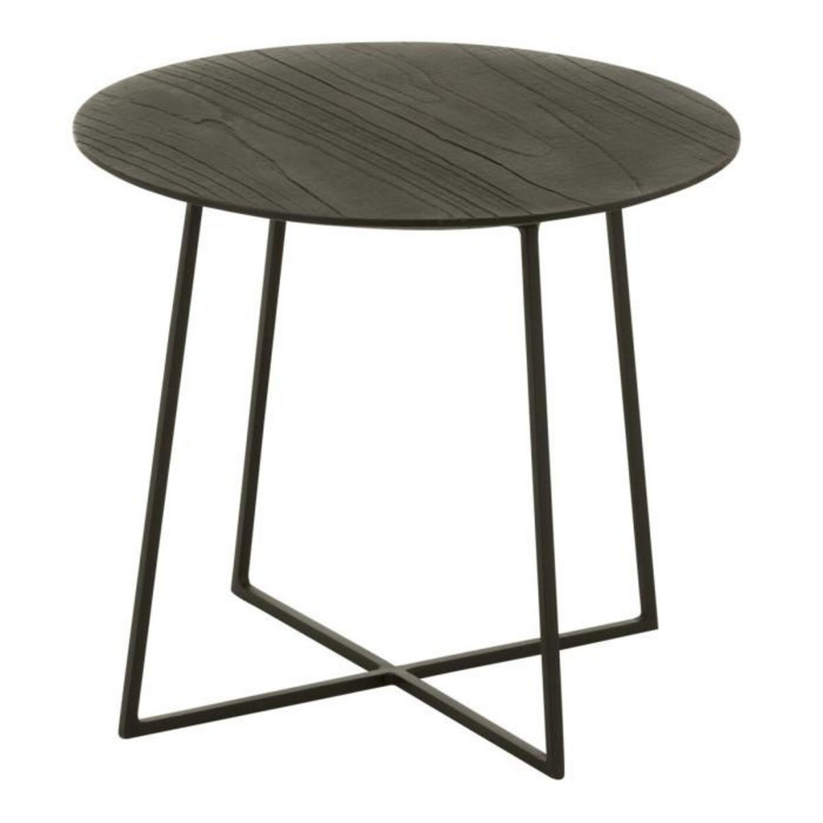 Paris Prix Table d'Appoint en Teck  Lucille  45cm Noir