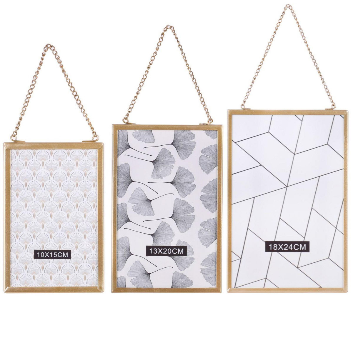 TOILINUX 3 Cadres photo à suspendre design Gold Home - Doré