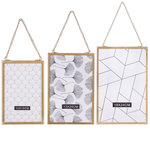 TOILINUX 3 Cadres photo à suspendre design Gold Home - Doré