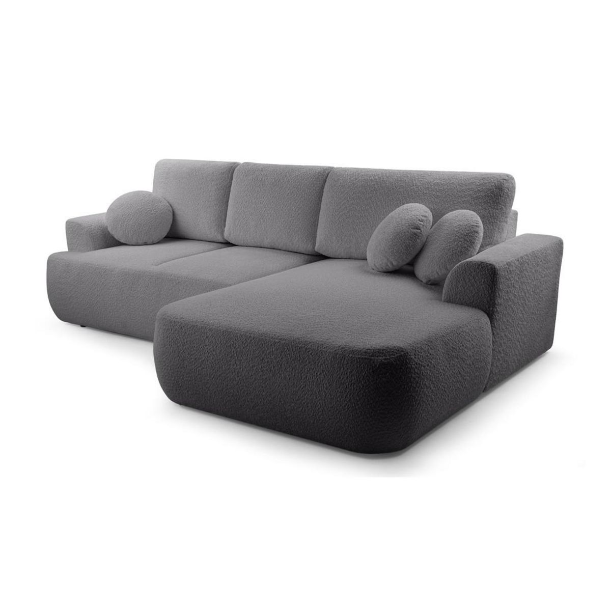 BEST MOBILIER Candela - canapé d'angle droit 4 places - convertible avec coffre - en tissu bouclette