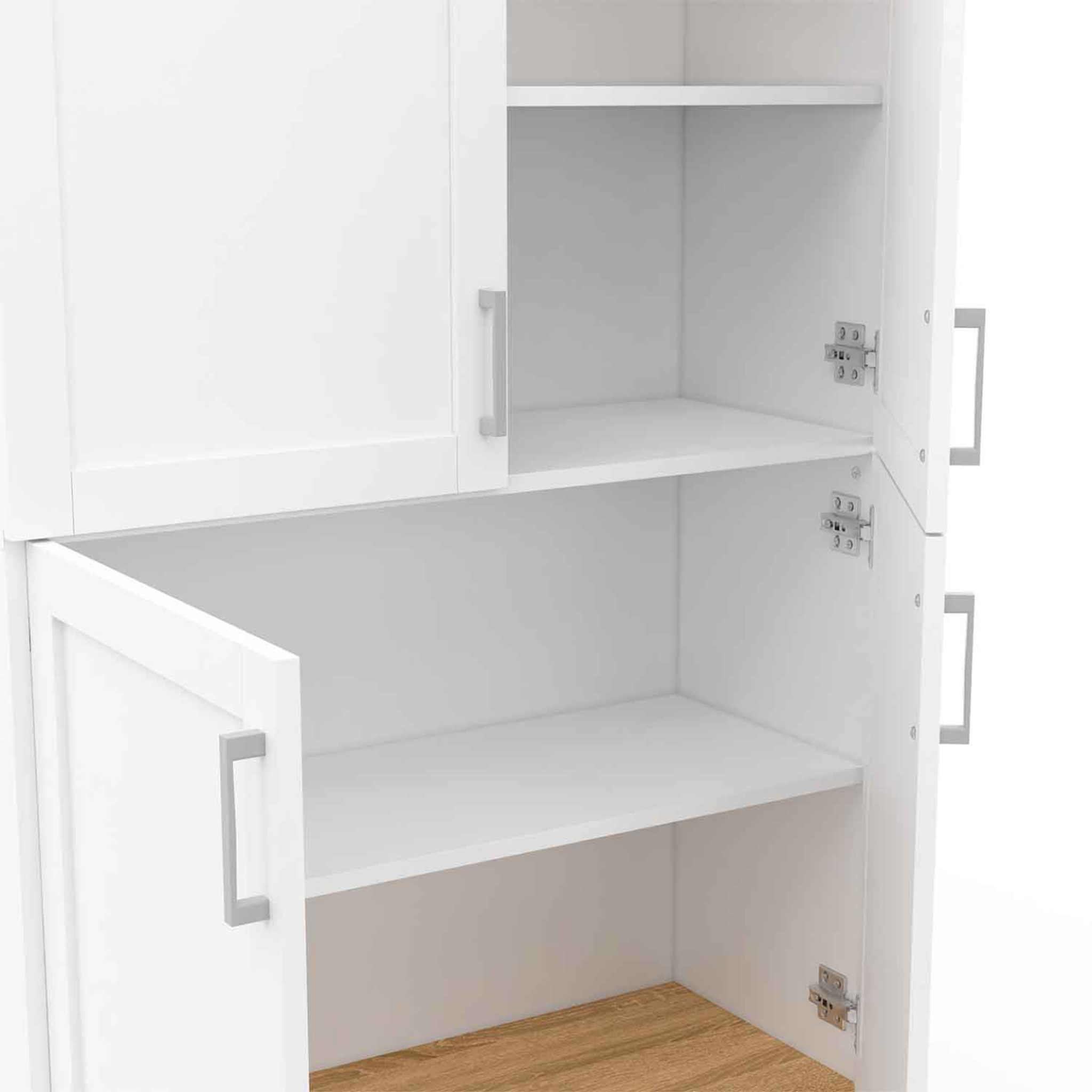 Voir la diapositive 6 : ID MARKET Buffet haut h. 125 cm vito 4 portes blanc et bois