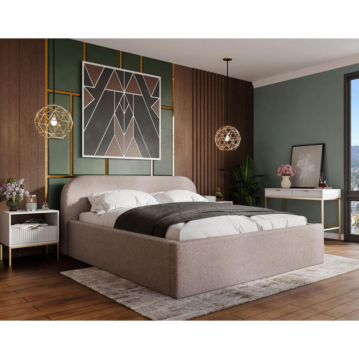 BEST MOBILIER Orane - lit coffre - 180x200 cm - en tissu bouclette