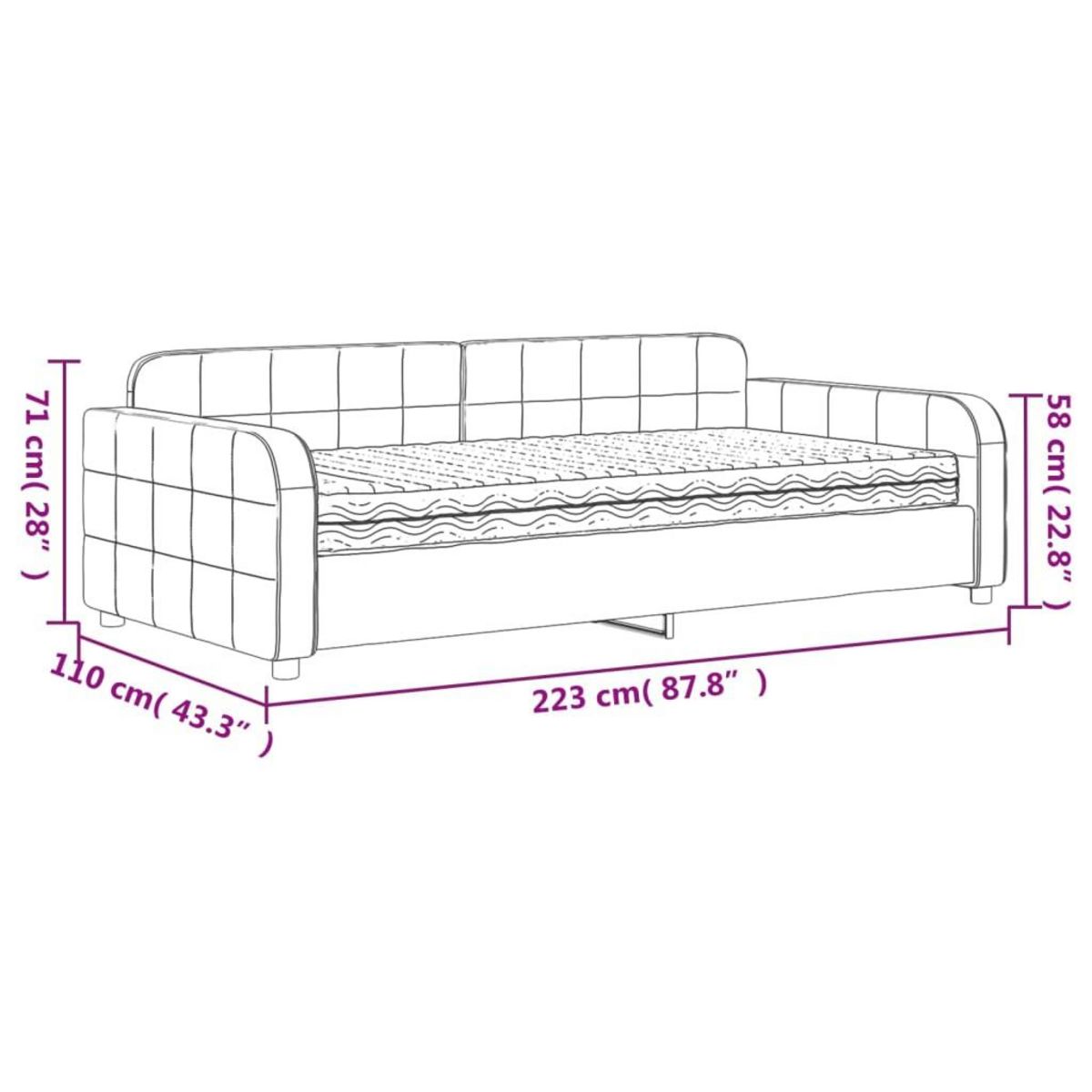 VIDAXL Lit de jour avec matelas rose 100x200 cm velours