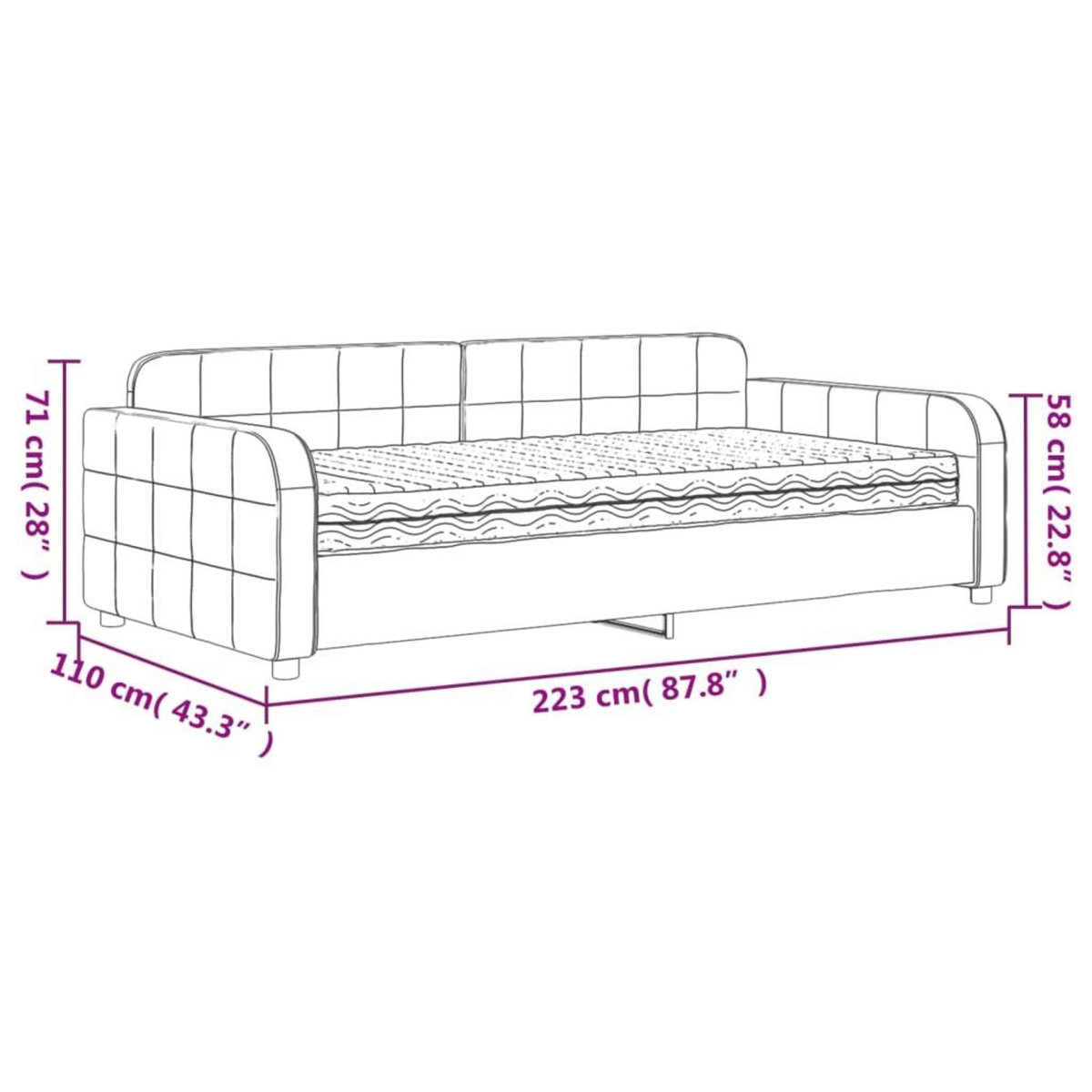 VIDAXL Lit de jour avec matelas rose 100x200 cm velours