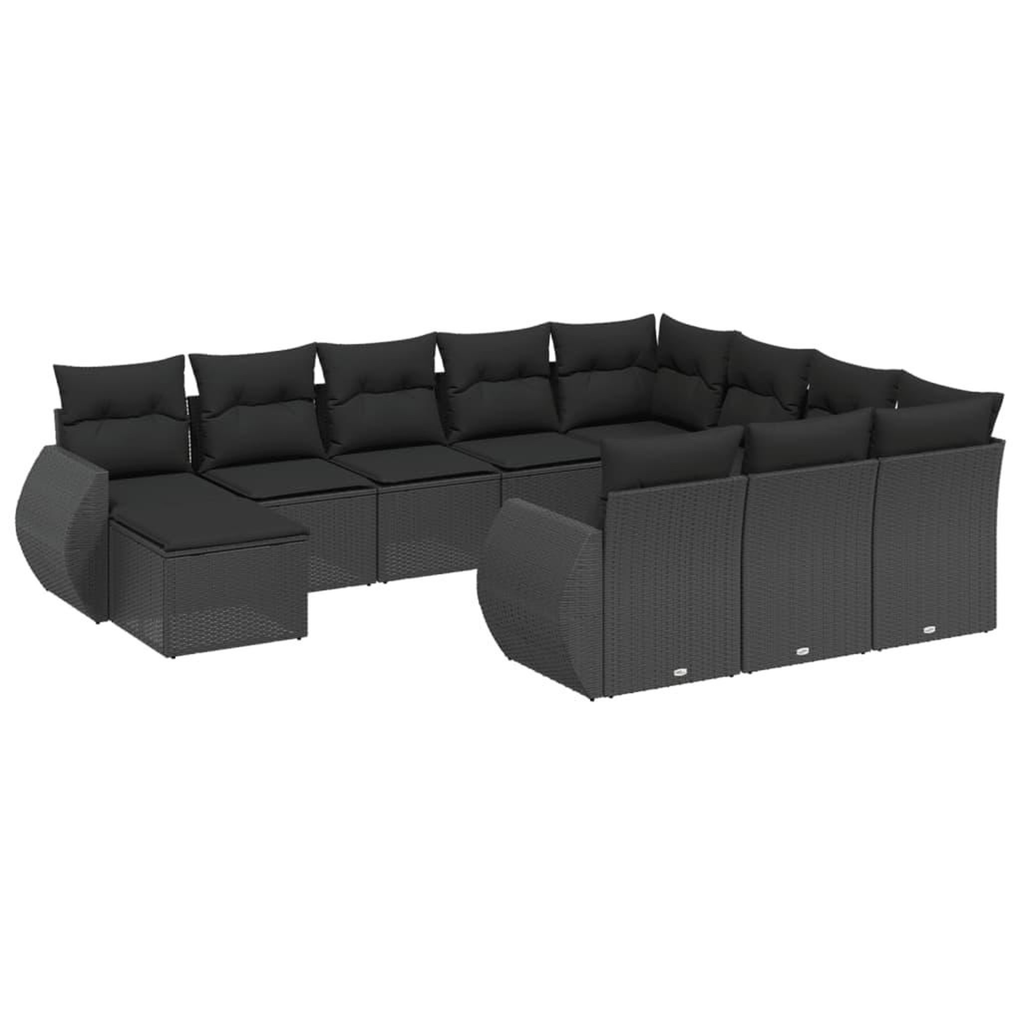 Voir la diapositive 2 : VIDAXL Salon de jardin 11 pcs avec coussins noir resine tressee