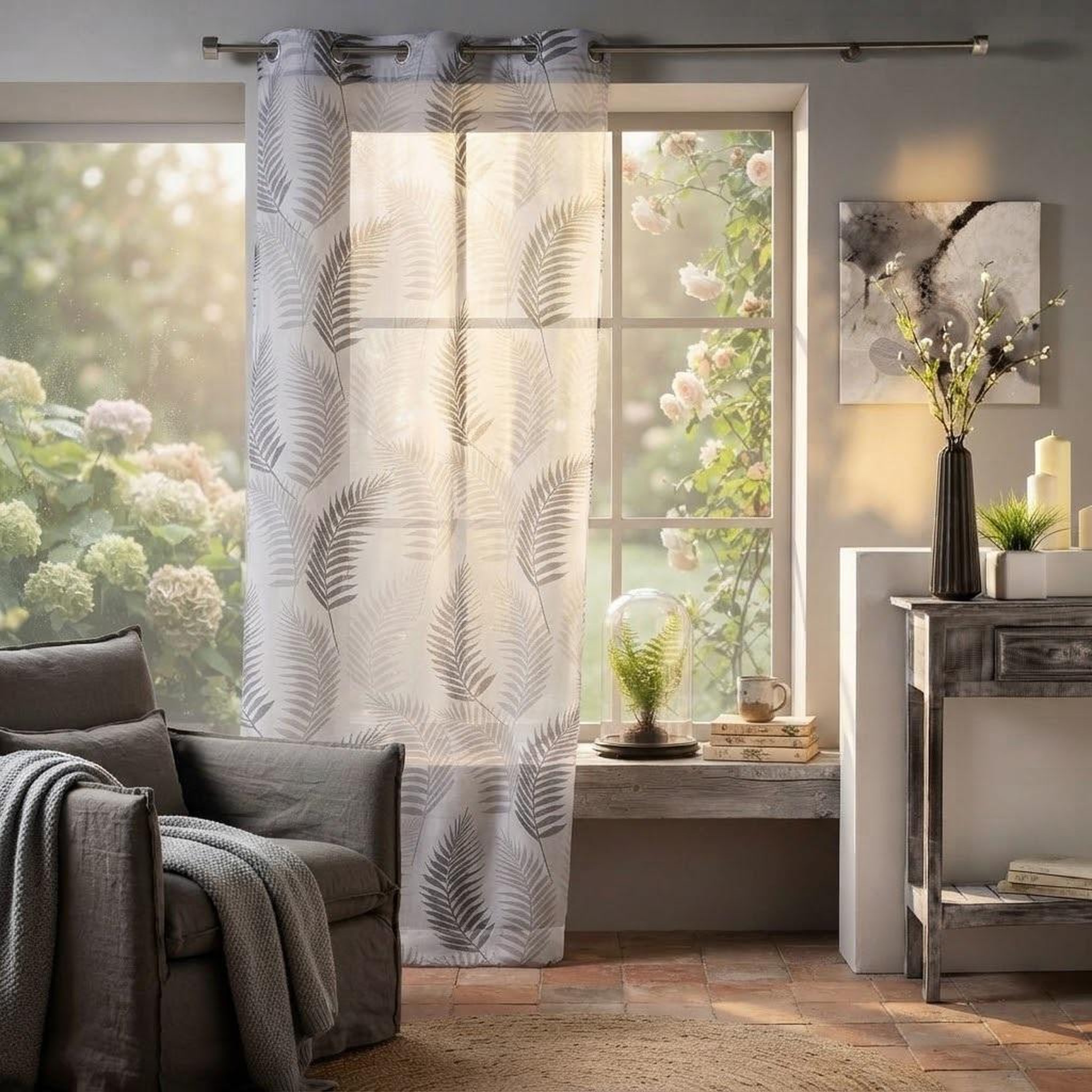 Voir la diapositive 4 : Eden Voilage a oeillets goyave design et moderne