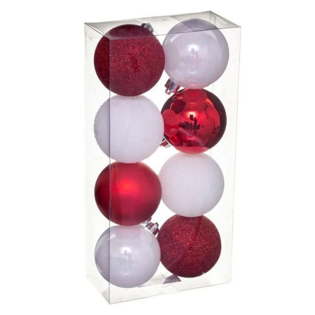 ATMOSPHERA Lot de 8 Boules de Noël  Colorama  7cm Rouge & Blanc
