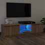 Voir la diapositive 1 : VIDAXL Meuble TV avec lumieres LED chene marron 120x30x35,5 cm