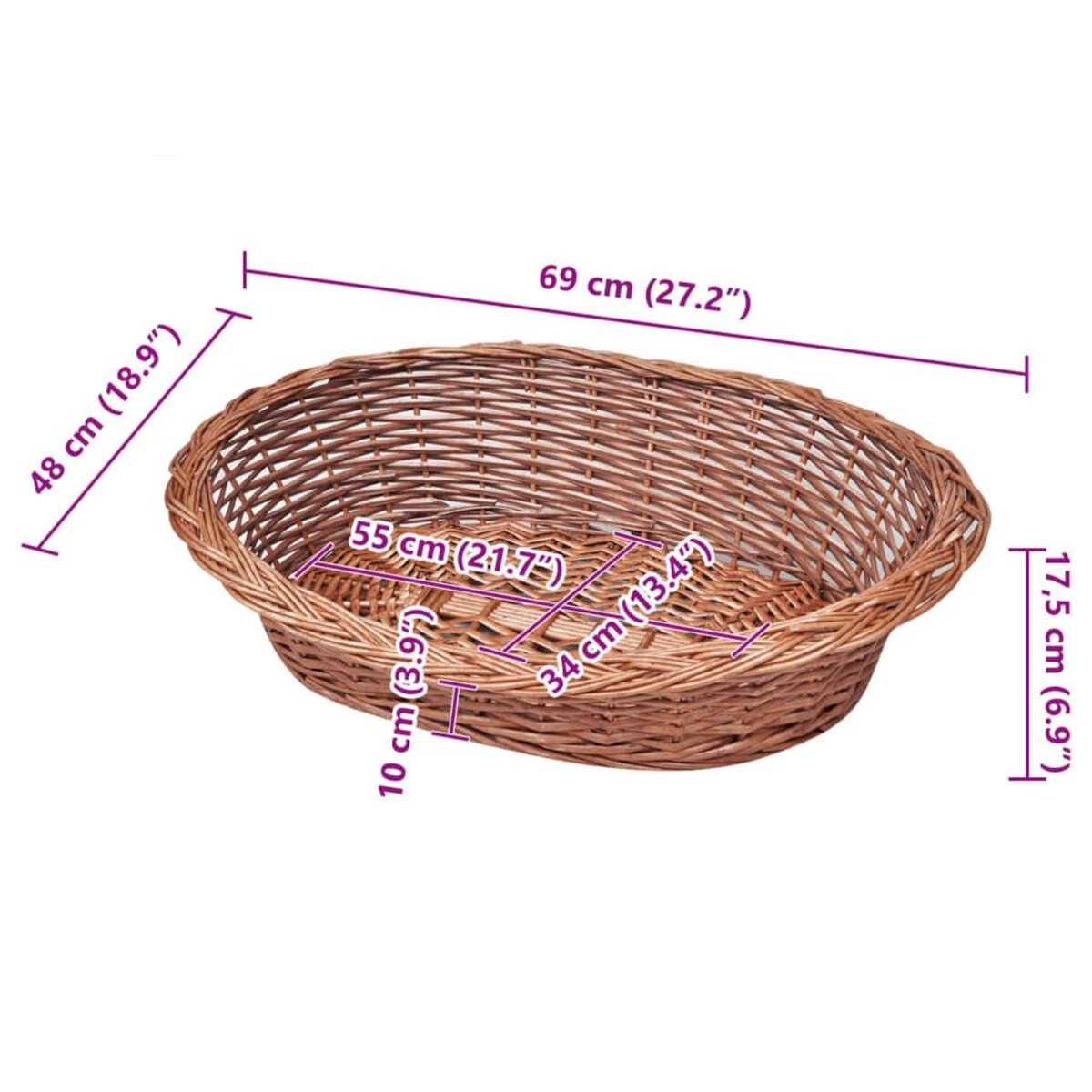 VIDAXL Panier/Lit pour animaux de compagnie Naturel 69 cm