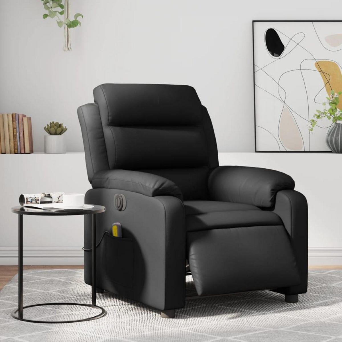 VIDAXL Fauteuil de massage inclinable electrique noir similicuir
