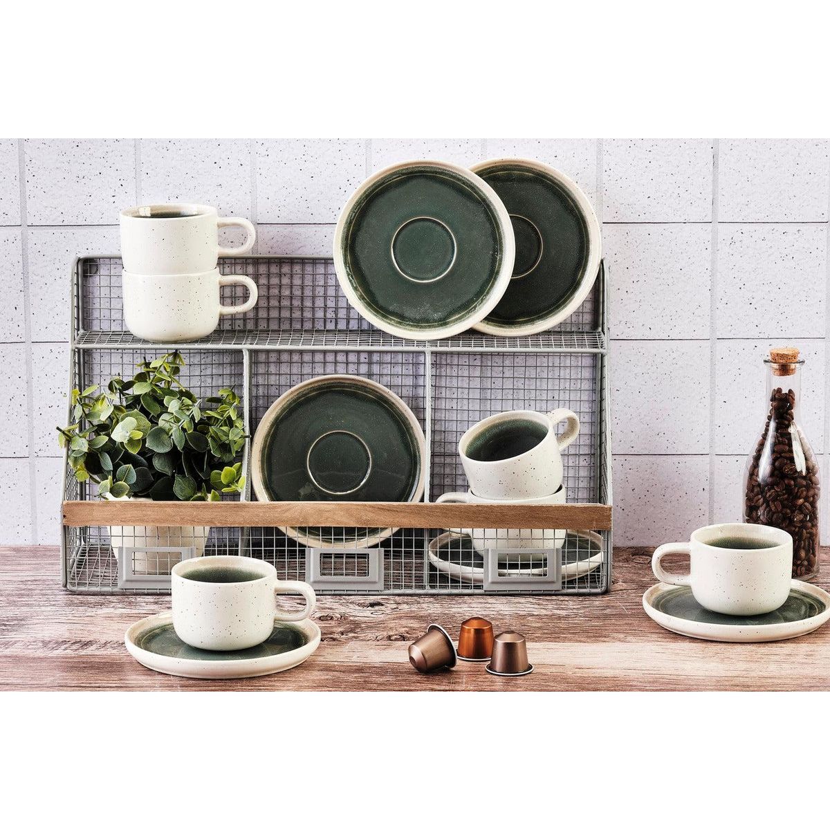 BJORN Tasse 20cl et soucoupe Ø15cm OXYGEN - 12 pièces - Vert de gris