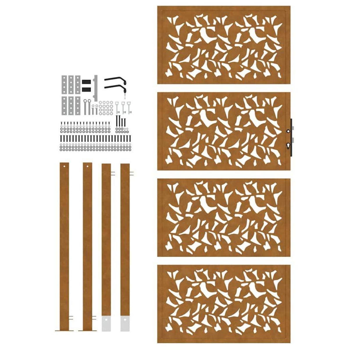 VIDAXL Porte de jardin acier resistant aux intemperies design feuilles