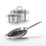 ELO Lot Poêle 32cm & 2 Faitouts 12/16cm Elo Relief Solution