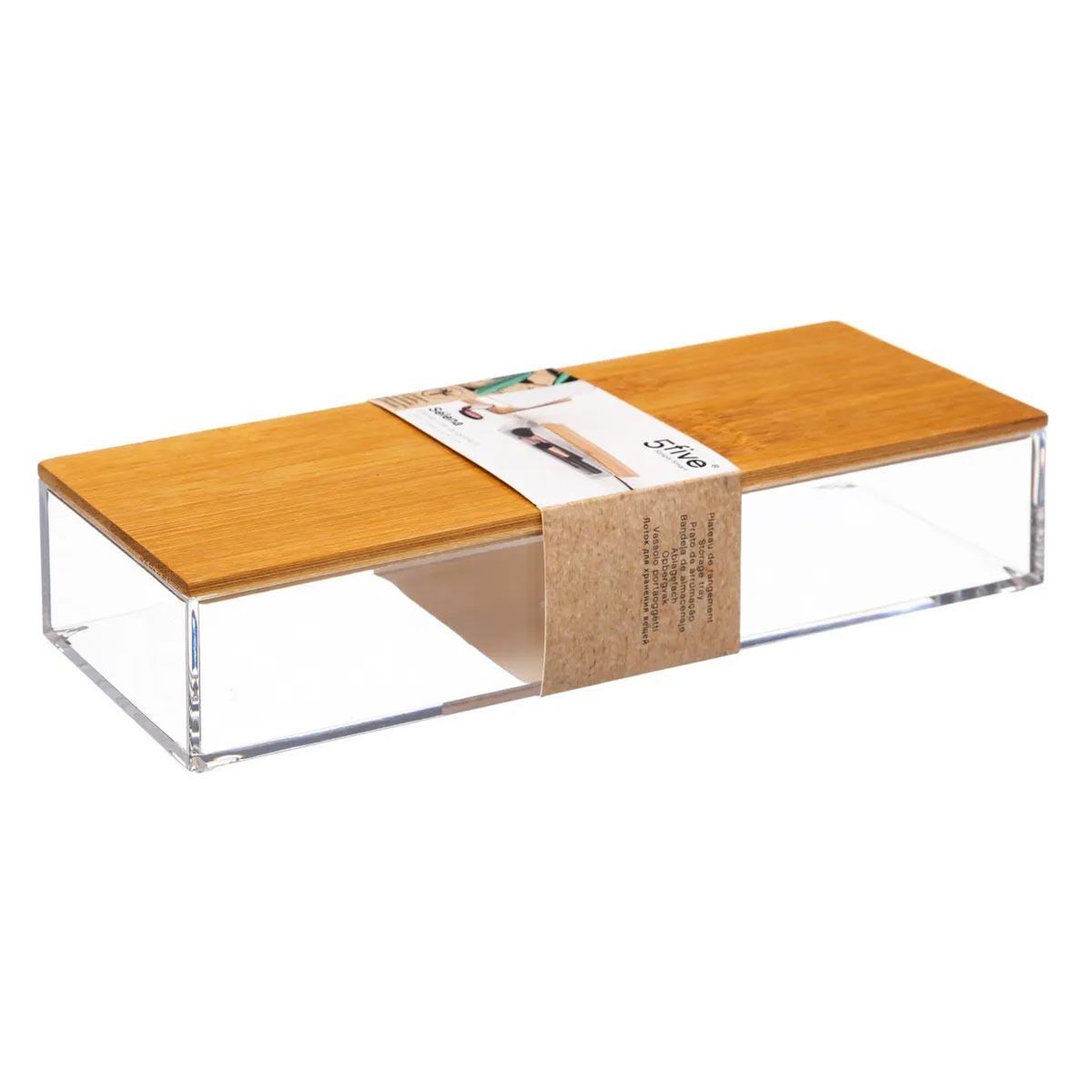Voir la diapositive 2 : FIVE Boîte de rangement bambou  selena  26cm transparent