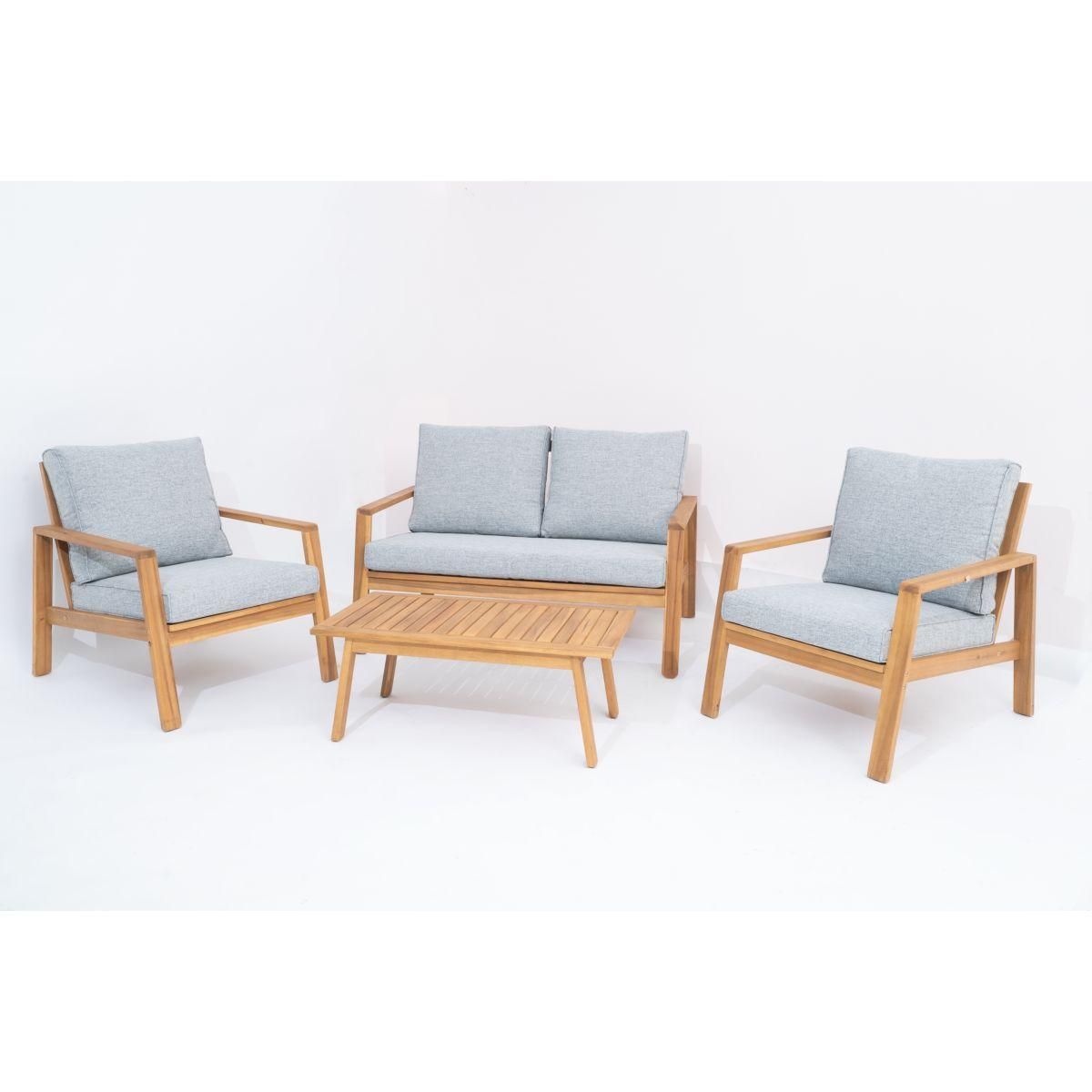 CIDDECO Salon bas de jardin 4 personnes en bois accacia SYDNEY