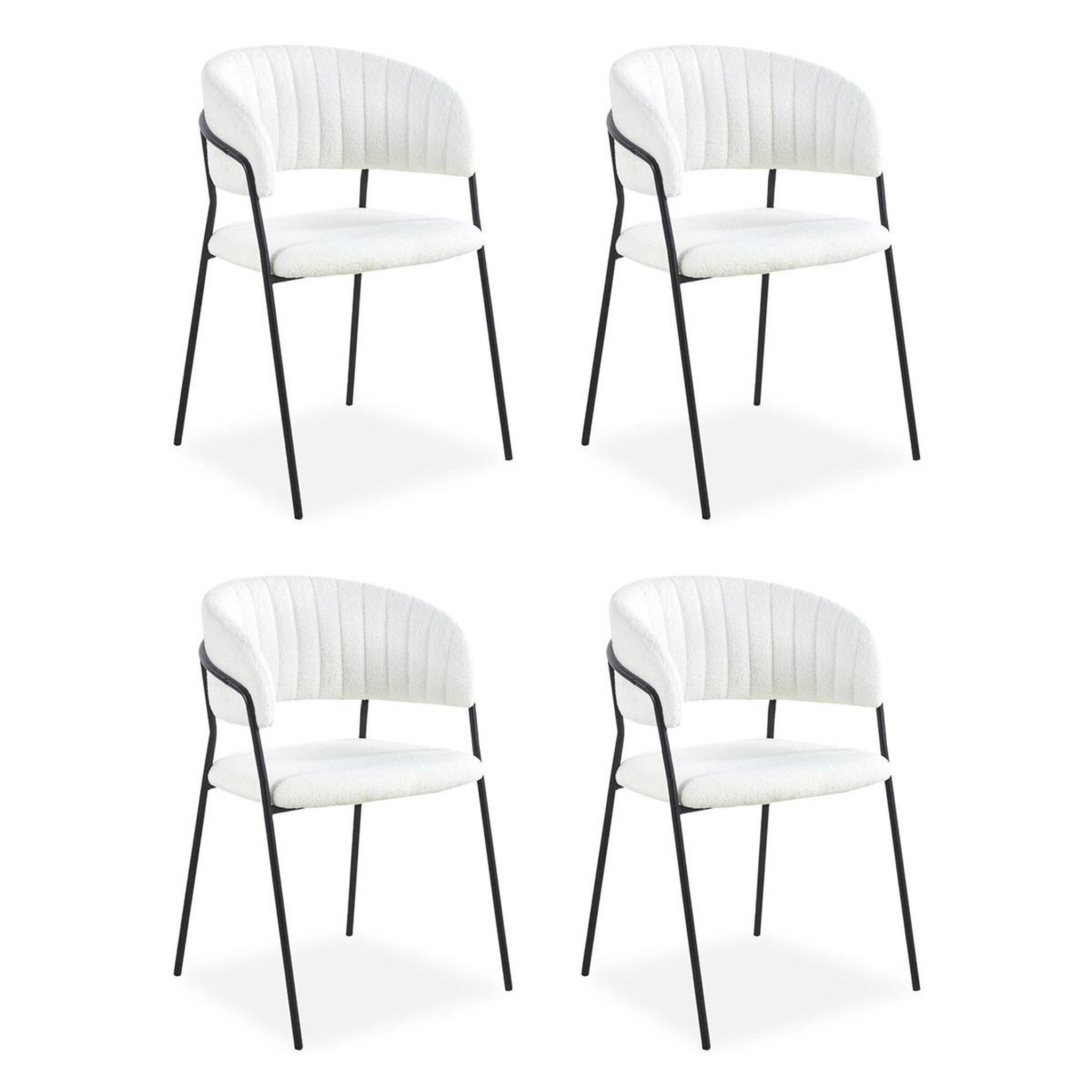 Paris Prix Lot de 4 chaises en bouclette  batora  79cm crème & noir