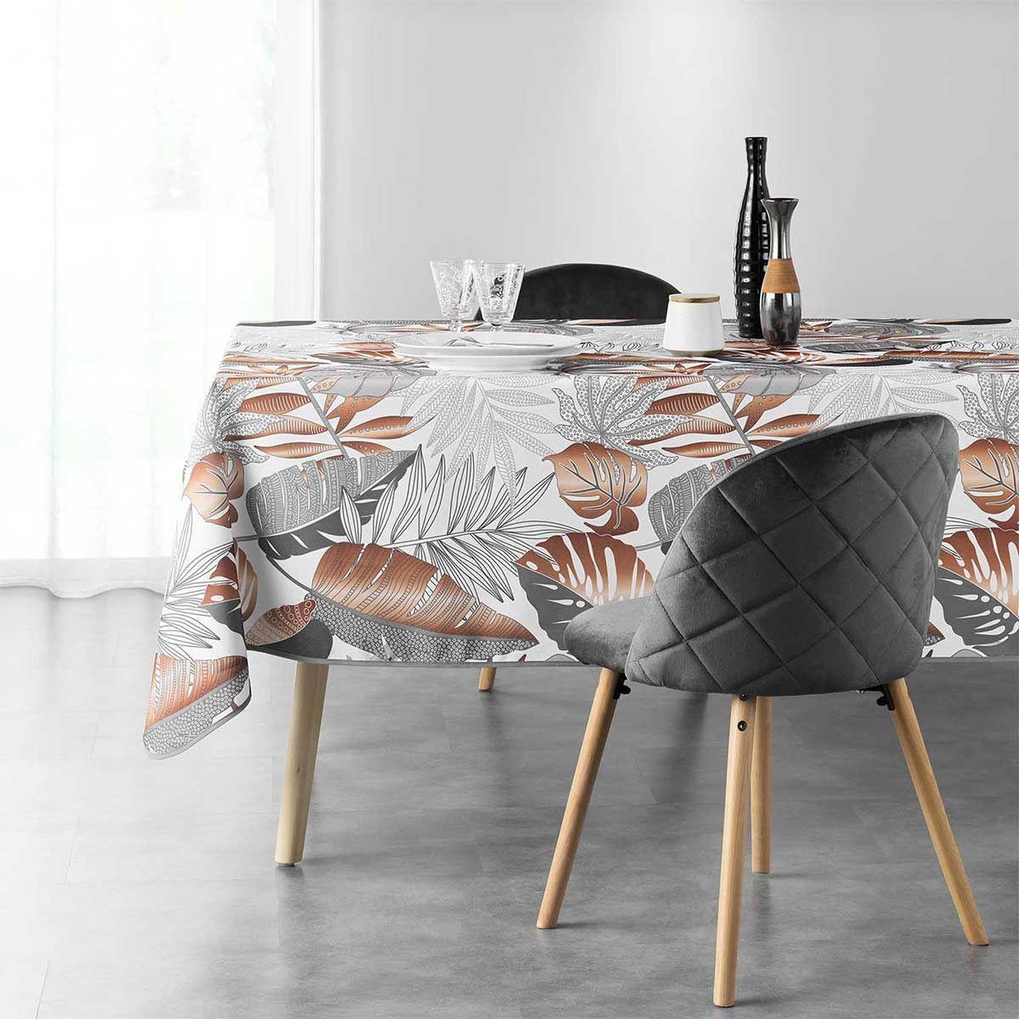 Voir la diapositive 2 : Douceur d'Intérieur Nappe imprimée  alianor  150x240cm gris & blanc