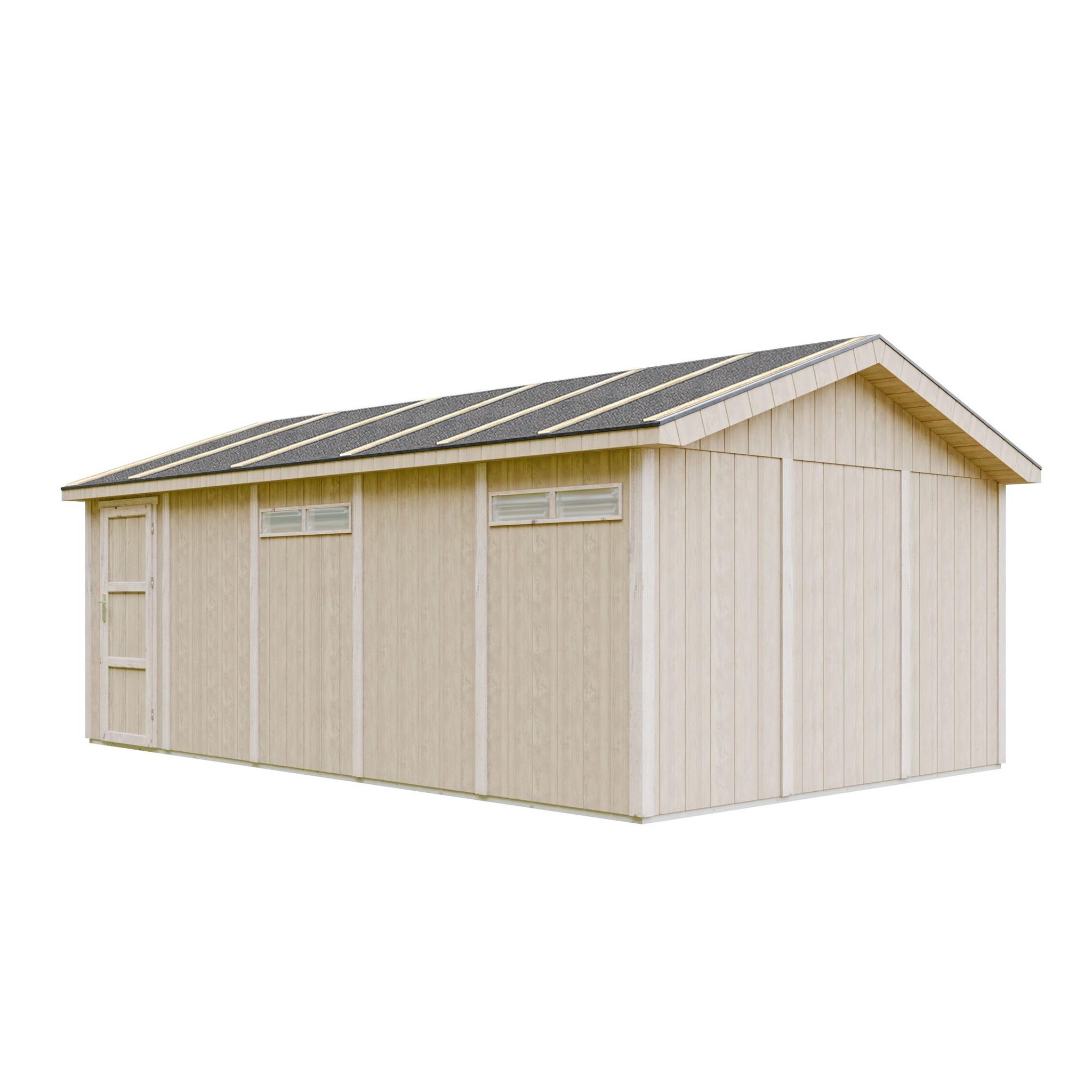 Voir la diapositive 2 : TIMBELA Garage qualité premium 21 m²- l378xl648 cm construction en panneaux lp smartsidem992b