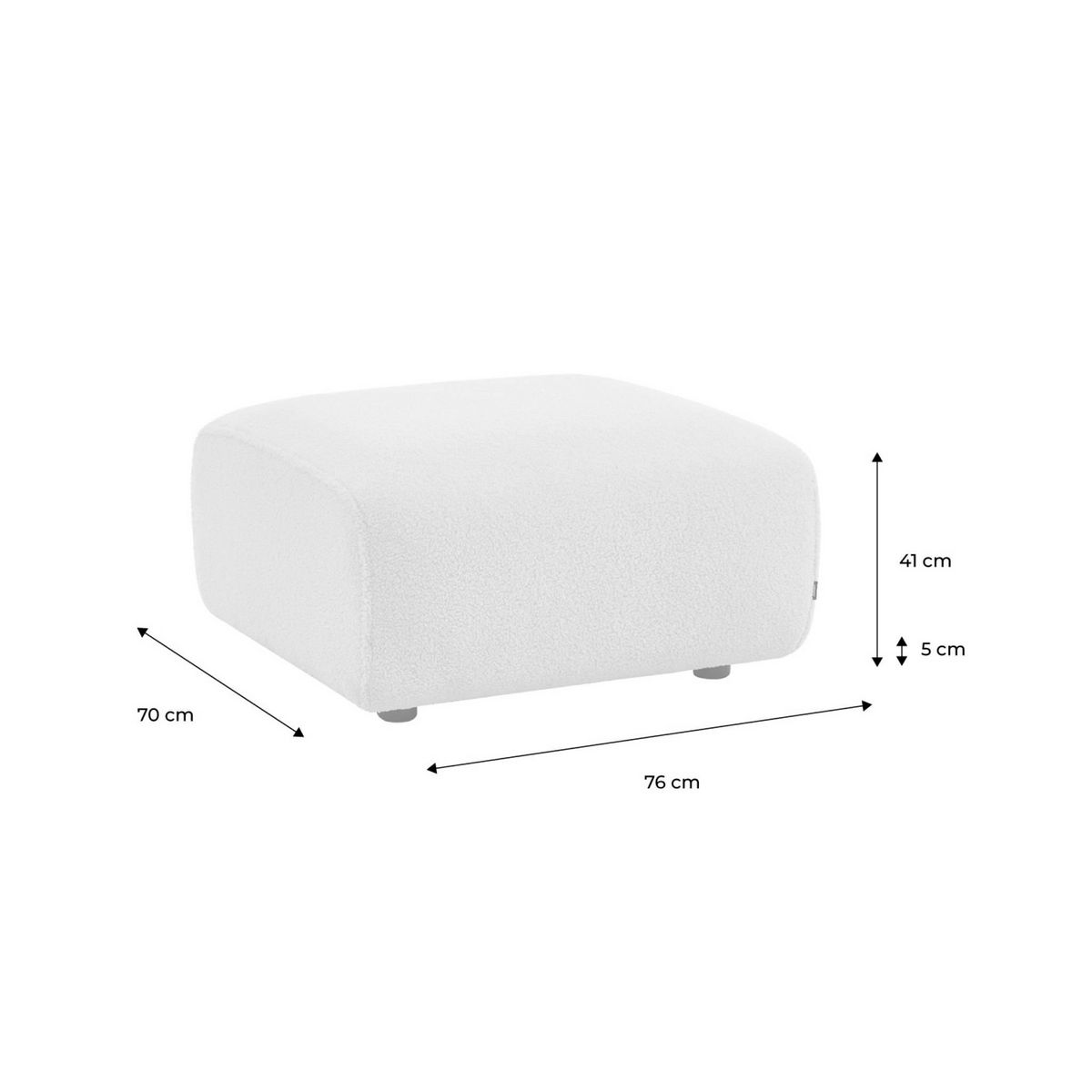 SWEEEK Pouf. module pour canapé. repose-pieds pour canapé 2 places en bouclette blanche. L 76 x P 70 x H 41cm - Wallas