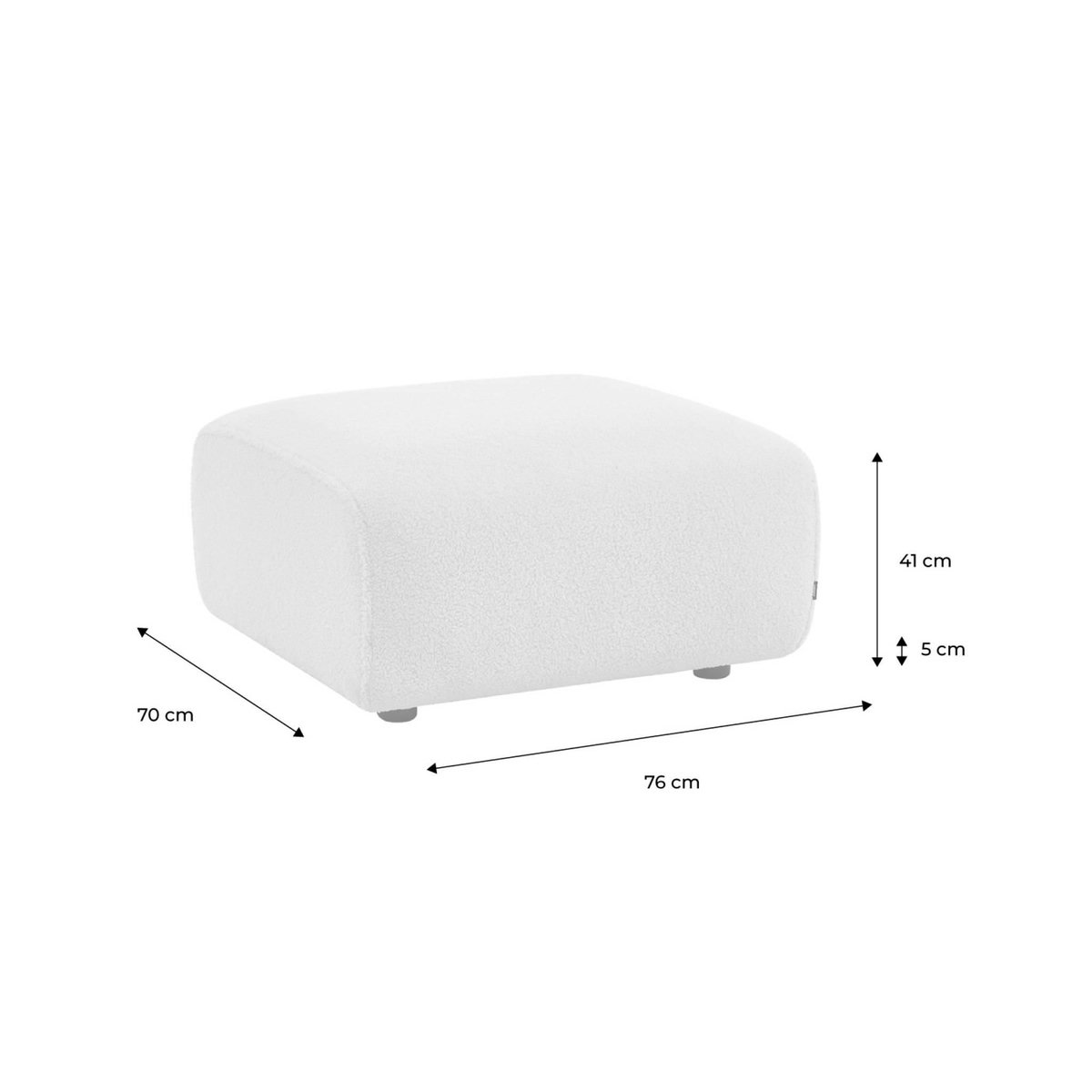 SWEEEK Pouf. module pour canapé. repose-pieds pour canapé 2 places en bouclette blanche. L 76 x P 70 x H 41cm - Wallas