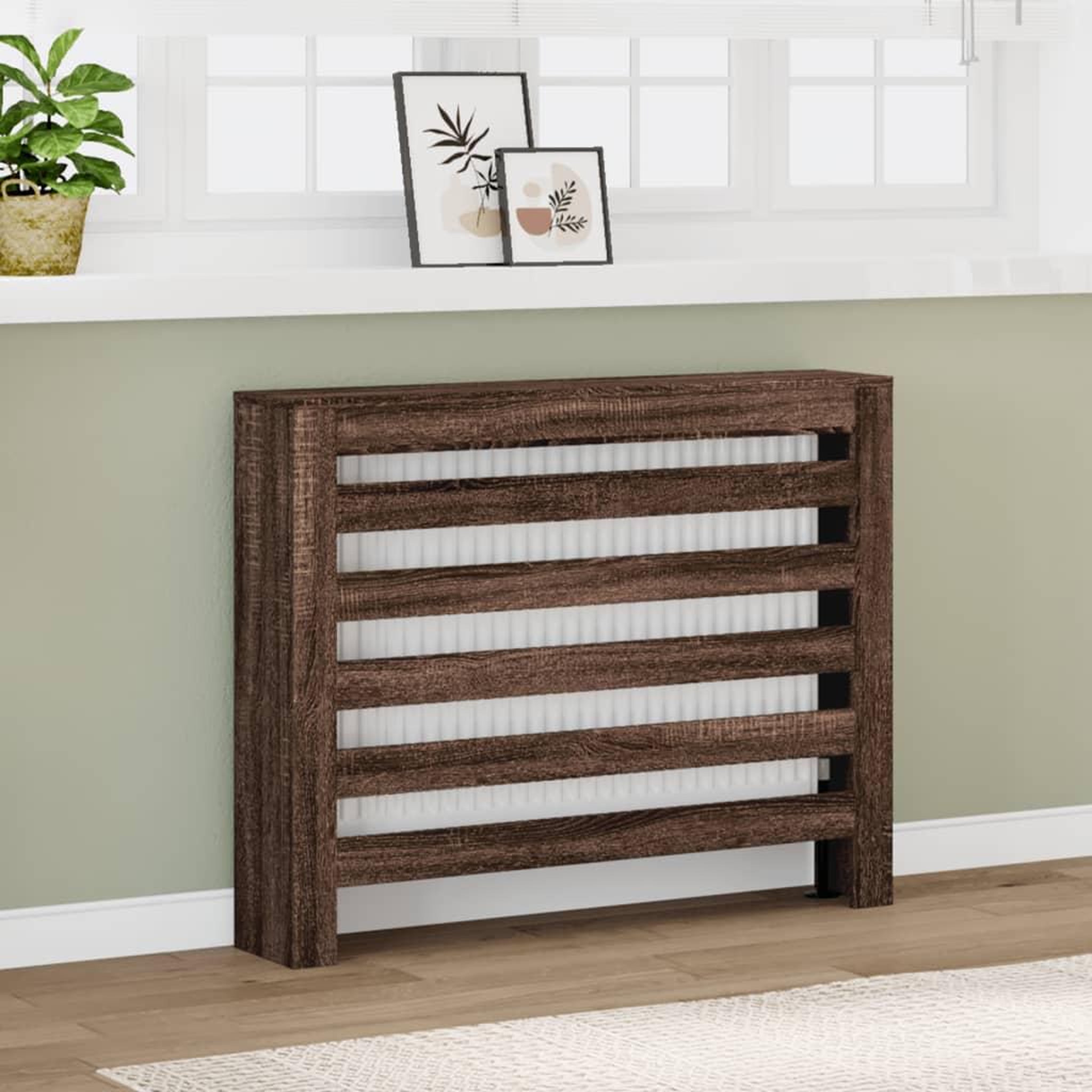 VIDAXL Cache-radiateur chene marron 104x20x82 cm bois d'ingenierie
