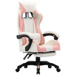 VIDAXL Fauteuil de jeux video et repose-pied Rose et blanc Similicuir