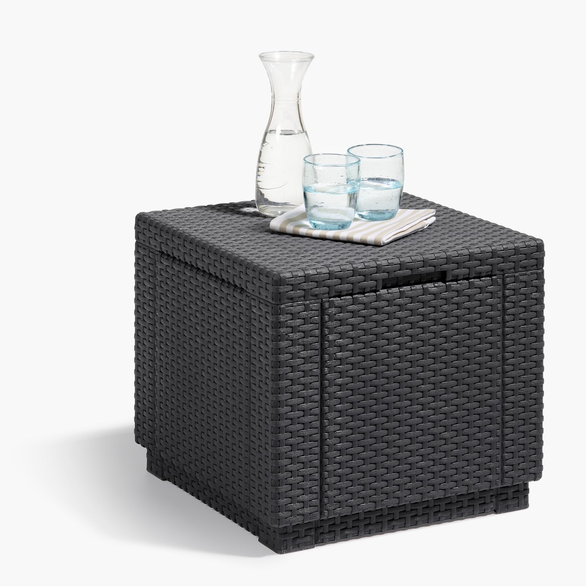 Voir la diapositive 1 : Table de jardin avec rangement - 2 places - Résine - Gris - CUBE