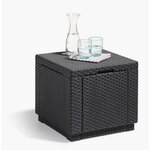 Table de jardin avec rangement - 2 places - Résine - Gris - CUBE