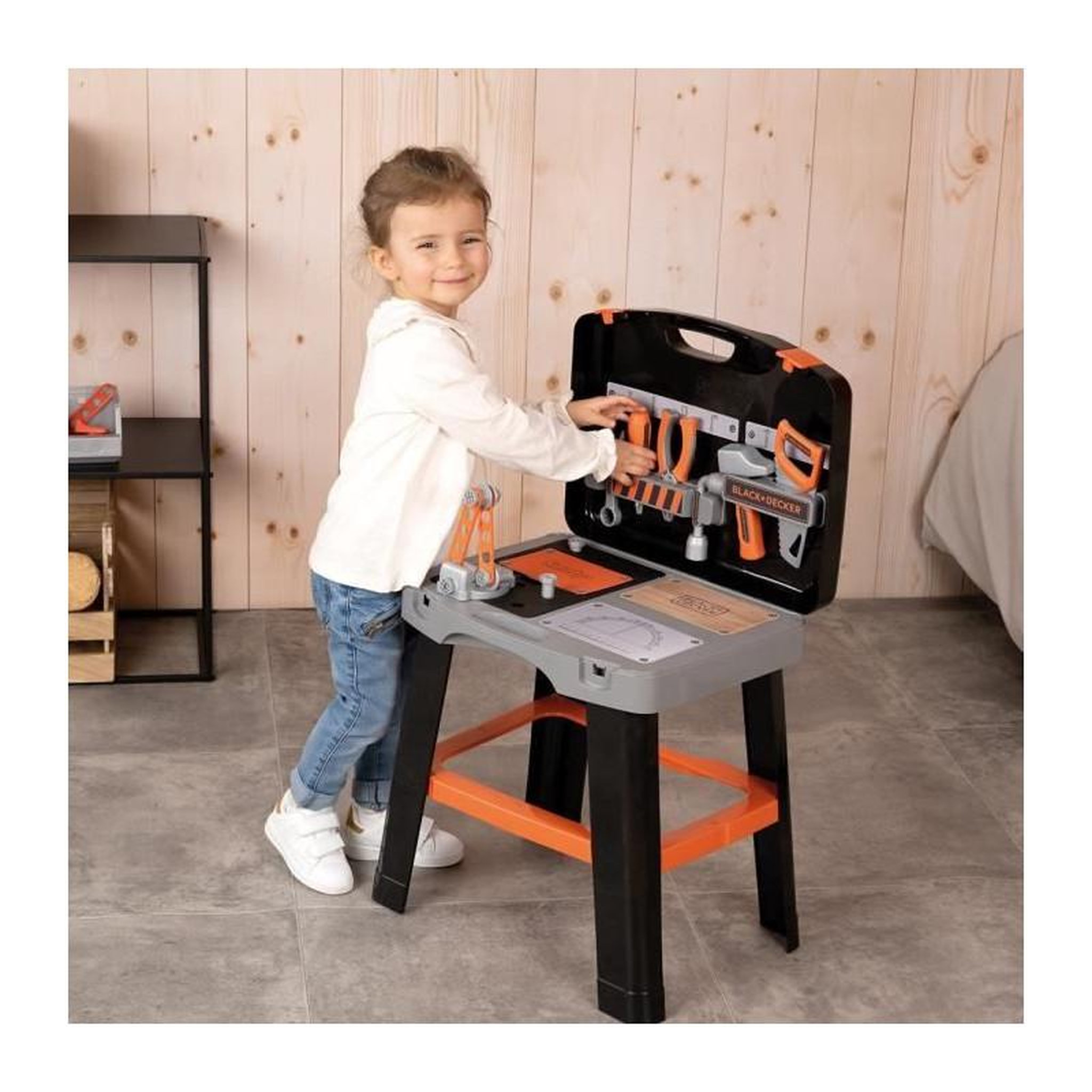 Voir la diapositive 4 : SMOBY Smoby - Black and Decker -Etabli Bricolo Smart - Jeu d'imitation - Mallette qui se transforme en établi - 33 accessoires inclus