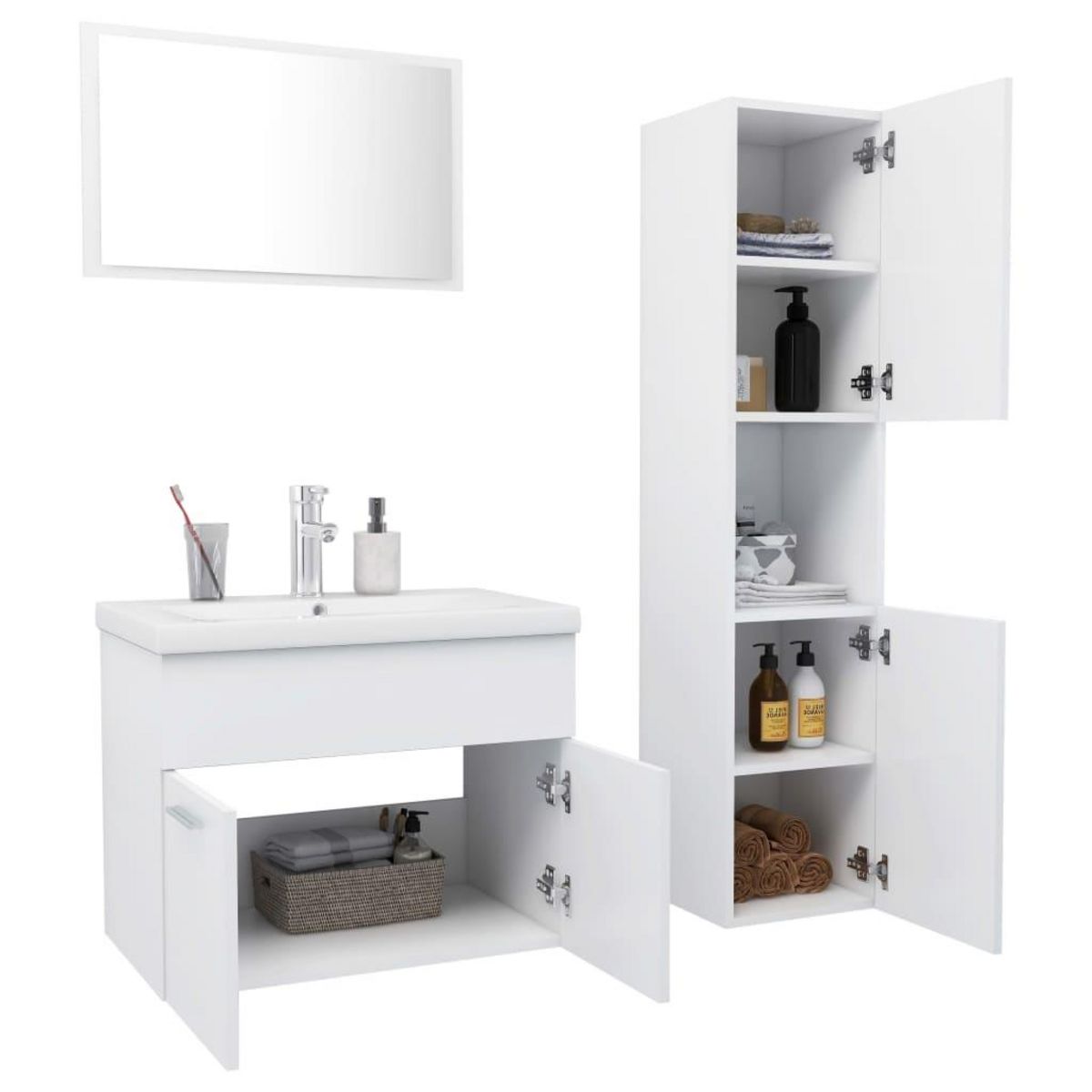 VIDAXL Ensemble de meubles de salle de bain blanc bois d'ingenierie