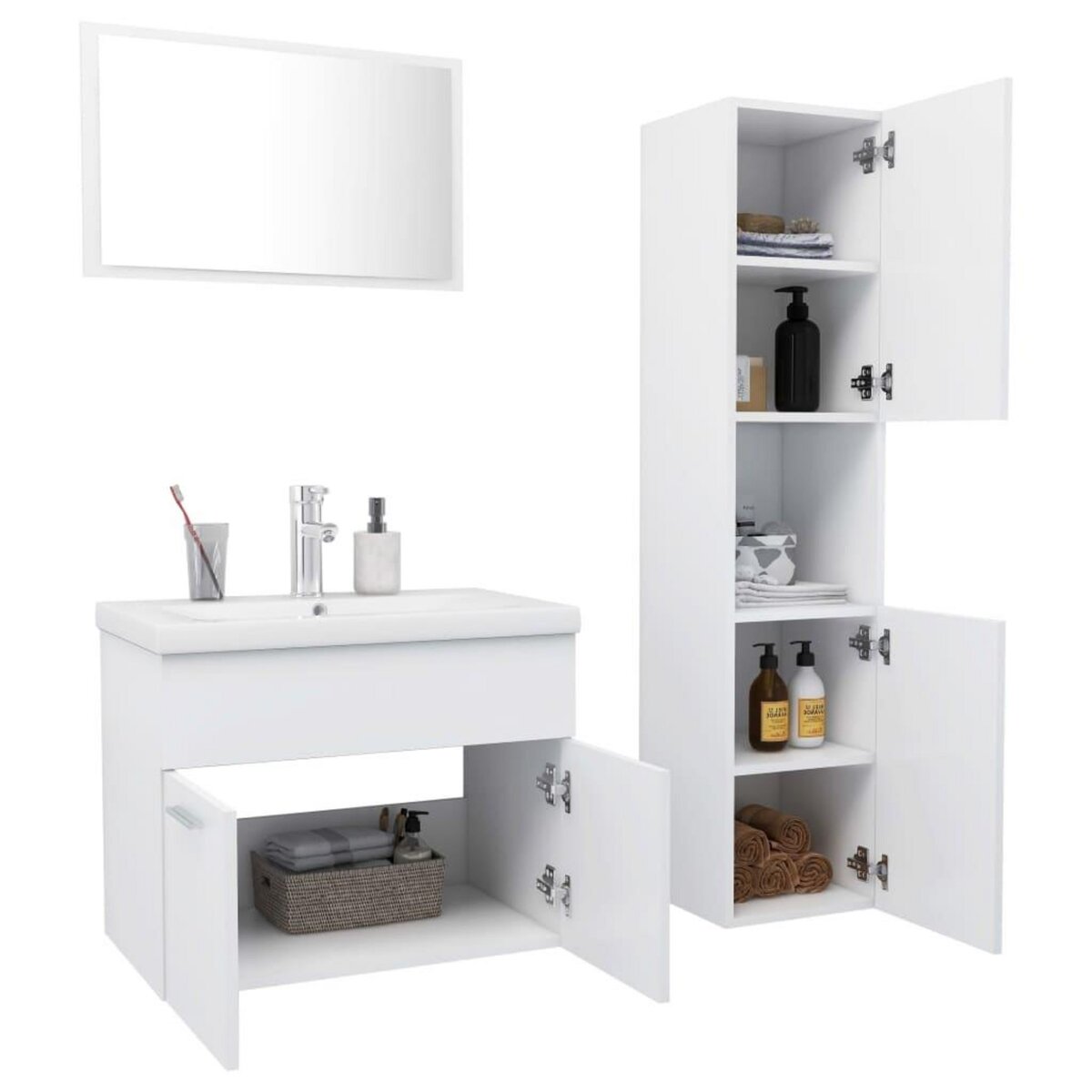 VIDAXL Ensemble de meubles de salle de bain blanc bois d'ingenierie