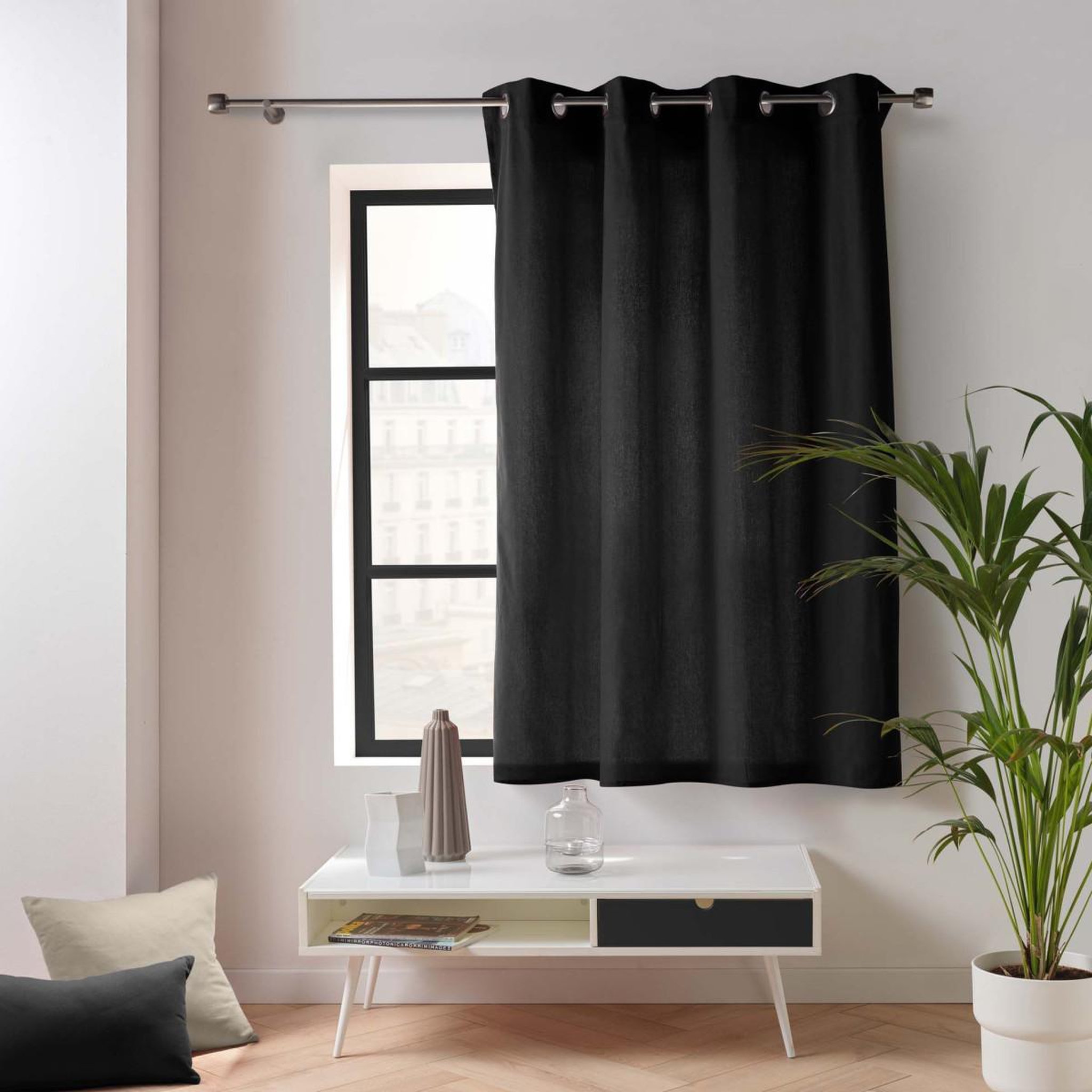 Voir la diapositive 3 : Douceur d'Intérieur Rideau à œillets  twily  135x180cm noir