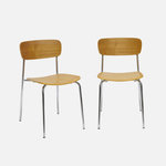 SWEEEK Lot de 2 chaises vintage contreplaqué avec placage bois et pieds métal L 43.5 x P 51 x H 77cm - Toby. Coloris disponibles : Gris