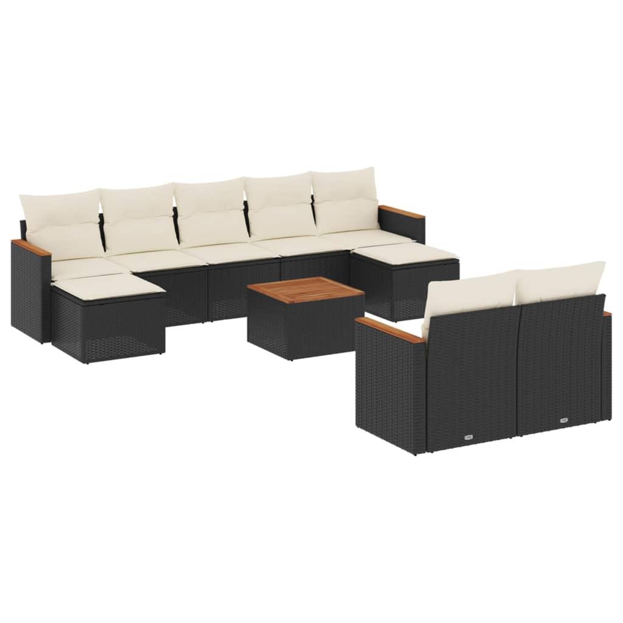 Voir la diapositive 2 : VIDAXL Salon de jardin 10 pcs avec coussins noir resine tressee