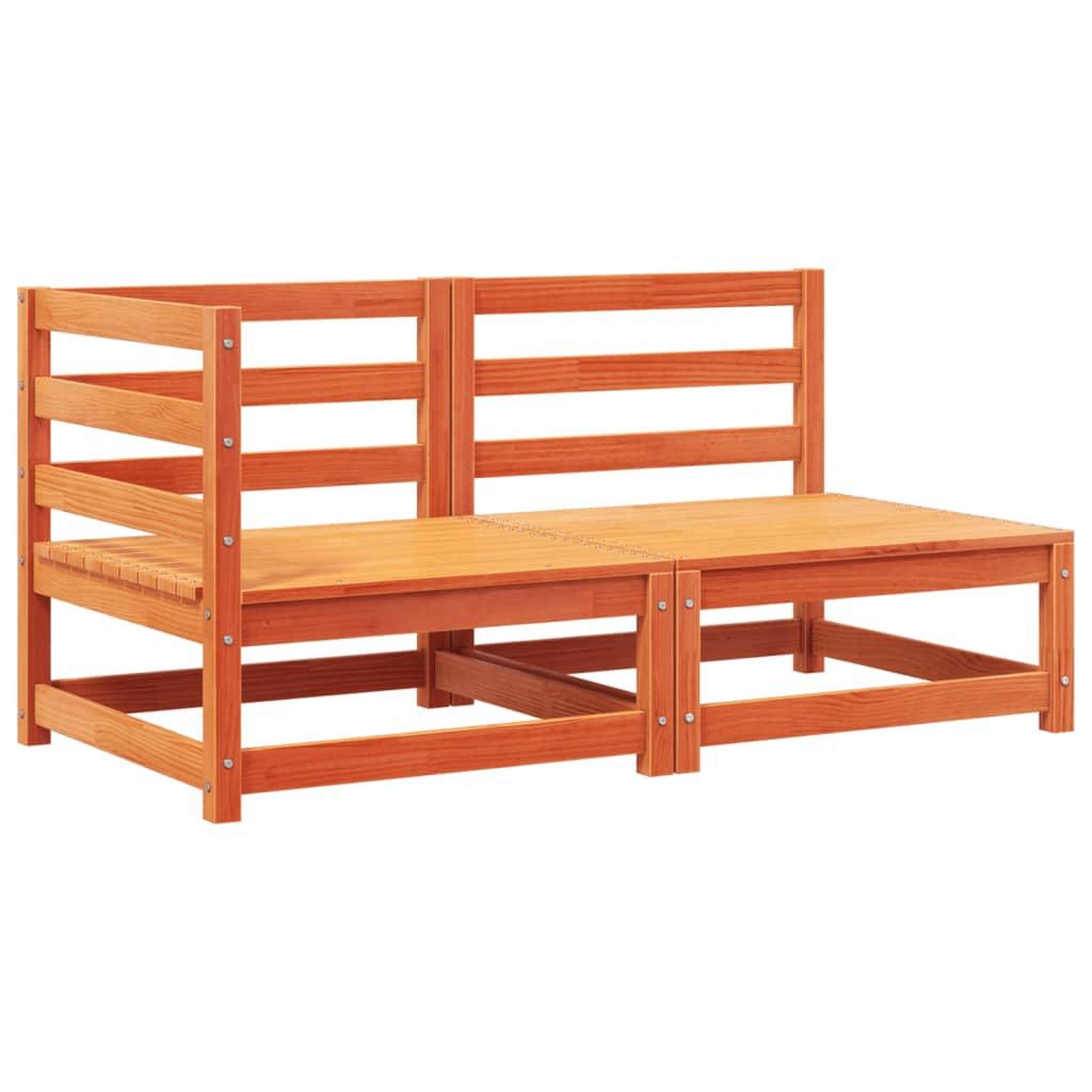 Voir la diapositive 4 : VIDAXL Canape de jardin coussins 2 places cire marron bois pin massif