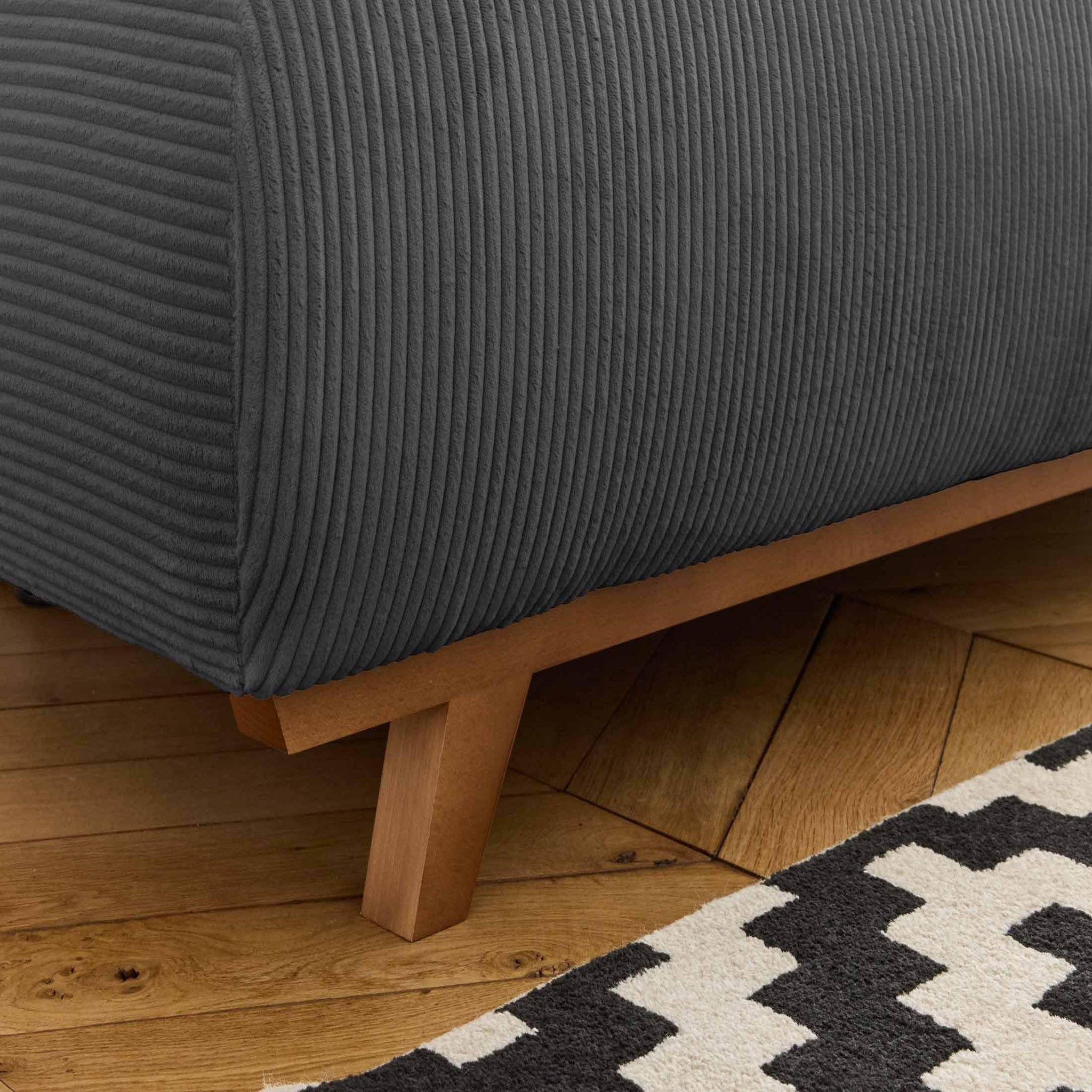 Voir la diapositive 4 : BEST MOBILIER Cristal - canapé 3 places - convertible avec coffre et pouf - en velours côtelé