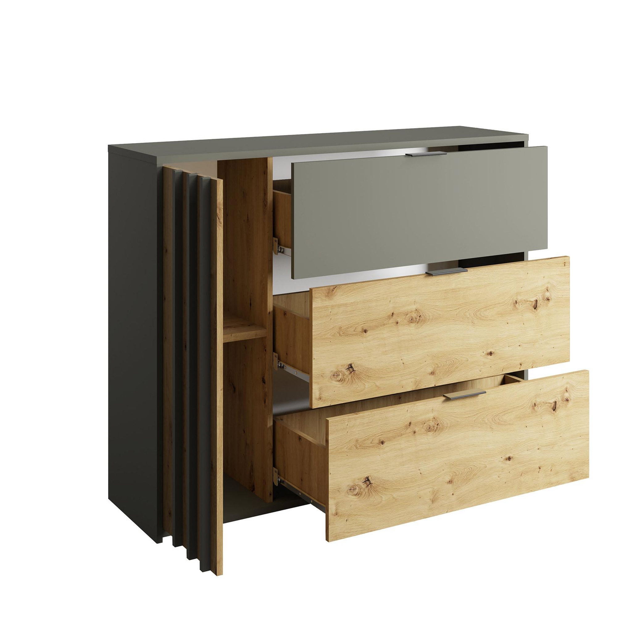Voir la diapositive 3 : BEST MOBILIER Nicosie - commode - bois et gris - 125 cm
